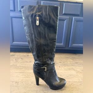 Black GUESS Knee-High Leather Boots